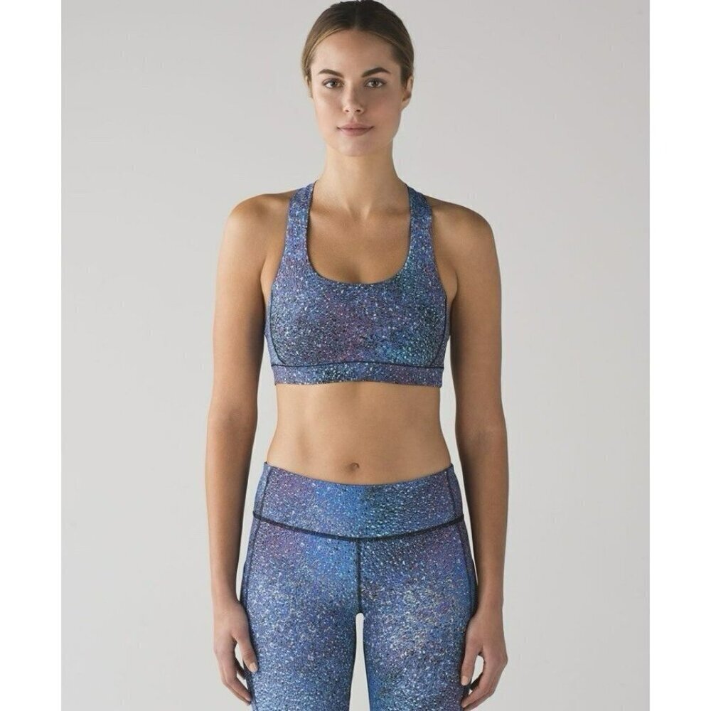 Lululemon Fast Lane Bra Strive Multi Black Size 4 EUC